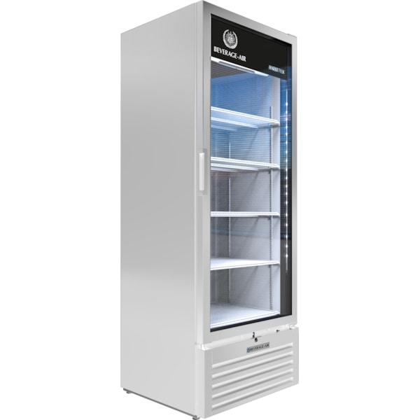 Refrigerated Glass Door Merchandiser, White, LED Lighting, 14.97 cu. ft.